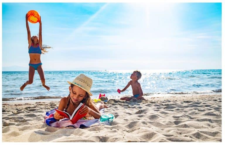 Kids playing at the beach