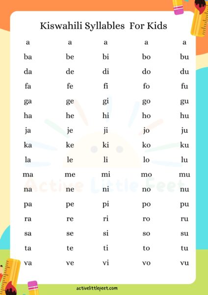 Kiswahili syllables for kids