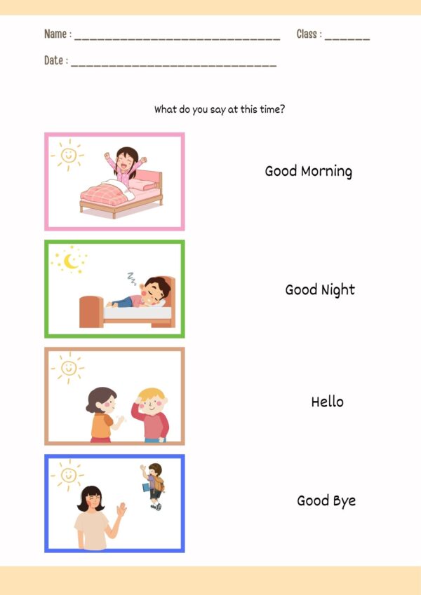 Kids greetings activity for pp1