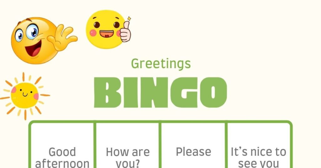 greetings bingo activity